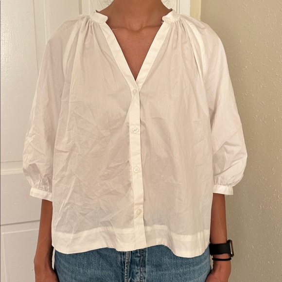 H&M BALOON SLEEVE POPLIN BLOUSE - Picture 1 of 6